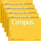 KOKUYO Campus Composition Notebook, 5 Pack, Half Size Junior Composition Book, B 7mm Dotted Rule, 30 Sheets, Yellow, Educational
