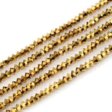 500pcs Czech Faceted Flat Bicone Rondelle Crystal Glass Beads 6x4mm Small Gold Aurum Bulk #5305