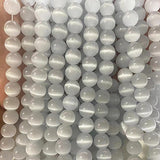PLTbeads Gorgeous White Cat's Eye Natural Gemstone Loose Beads 8mm Smooth Round Approxi 15 inch DIY Bracelet Necklace for Jewelr
