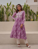 Anni Designer Women'S Rayon Blend Anarkali Embroidered Kurta (Rupini Purple_M_Purple_Medium),Purple,M,,,