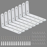 Alise 8 Pack Floating Shelf Brackets,White Heavy Duty L Bracket Corner Brace,Stainless Steel Corner Brackets,Joint Angle Bracket