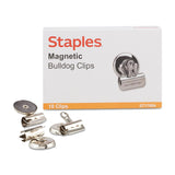 Staples Magnetic Bulldog Clips, 1 1/4 Width, 3/8 Capacity, 18/Pk