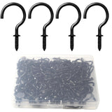 Biaungdo 120 Pack 1/2 Inch Small Screw Hooks with Plastic Box, Black Self-Tapping Ceiling Cups Hooks for Hanging
