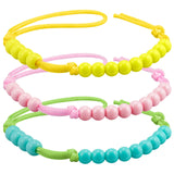 Lewtemi 3 Pieces Pace Beads Cord Beads Pace Counter for Camping Hiking Outdoor Accessories, 9 Inches in Length(Yellow,Pink,Green