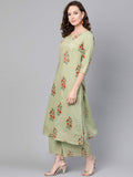 Idalia Saga Green Cotton Kurta Set For Women Sage Green Xs