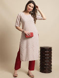 Pinkmint Kurta Set For Women Ll Printed Kurti & Pant Set Ll Combo Kurta Set Ll (Pack Of 2) White-Gold White-Gold 2Xl