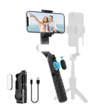 TOALLIN Gimbal Stabilizer for Smartphone, with Adjustable Fill Light, Remote Control, Retractable and Foldable Selfie Stick for