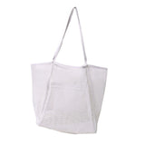 Ujeavette Beach Bag Women Stylish Casual Storage Mesh Beach Tote For Gym Travel Summer White