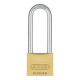 ABUS 55/40HB63 Solid Brass Padlock with 2 Keys for School, Gym, 1 1/2in (40mm) Wide, Long Shackle, Keyed Different