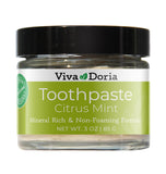 Viva Doria Fluoride Free Natural Toothpaste - Citrus Mint (3 oz Glass jar) Refreshes Mouth, Freshens Breath, Keeps Teeth and Gum