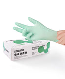 LANON 5 mil Vitamin-E Coated Latex Disposable Gloves, Food-Contact Grade, Fully Textured, Green, Medium