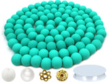 PAMIR TONG 250pcs 8mm Turquoise Blue Clay Round Smooth Space Polymer Heishi Preppy Cute Bulk Beads for Earring, Necklaces, Brace