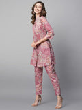 Rytras Women'S Cotton Printed Straight Kurta And Pant Set(Light Pink,S)