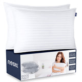 Nestl Bed Pillows for Sleeping - Down Alternative Sleep Pillows King Size Set of 2-100% Cotton Pillow with Polyester Fiber Filli