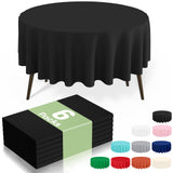 misaya 6 Packs Disposable Plastic Table Cloth, 84 Round Waterproof Tablecloth, Leakproof & Sturdy Decorative Table Covers for Ea