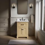 Kohler Charlemont 24 Bathroom Vanity Cabinet with White Sink and Quartz Top, Modern Bathroom Storage, Light Oak, K-29259-BD1-WEK