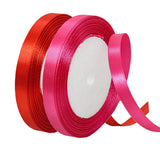 2 Rolls Red Hot Pink Ribbon, 3/8 Inch x 50 Yards Satin Fabric Ribbon for Flower Bouquets, Gift Wrapping, DIY Crafts, Birthday Ca