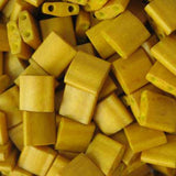 7.2GM 2Hole Square Seed Beads 5x5mm Mustard Yellow Opaque ff