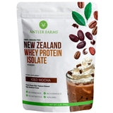 Antler Farms - 100% Grass Fed New Zealand Whey Protein Isolate, Iced Mocha Flavor, 2 lbs - Pure and Clean, 6 Ingredients, Cold P