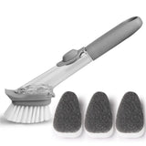 LKHFOAQM Refillable Liquid Cleaning Brush Kitchen Bowl Scrubber Cleaning Sponge Long Handle Dispenser Cleaner Tool With Dish Soa