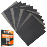 BMOTL 320 Grit Sandpaper Sheets 9x11:12 Pcs Wet Dry Silicon Carbide Fine Sand Paper for Wood Furniture Finishing Automotive Poli
