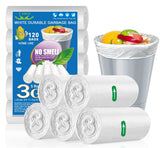 OKKEAI 3 Gallon Small Trash Bags 120 Counts White Garbage Bags Small Bathroom Trash Can Bags 10L Wastebasket Liners for Home Off