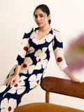 Anni Designer Women'S Cotton Blend Straight Printed Kurta With Pant (Chunilal Blue-Nw_S_Blue_Small),Blue,S,,,