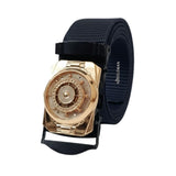 Niddleman Army Chakri Canvas Belt For Men, MilitaryStyle Gold Buckle With Heart Pattern Design, Adjustable For Casual And Forma