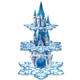 Kiyiusan Frozen 3 Tier Cupcake Stand, Frozen Birthday Party Decorations Snowflake Winter Wonderland Cake Decorations for Baby Sh
