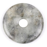GEM-Inside 50mm Gray Labradorite Jasper Stone Circle Donuts Beads for Pendant Jewelry Making Power Energy Chakra Massage GuaSha