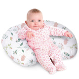 Little Grape Land Nursing Pillow, Soft 100% Cotton Breastfeeding Pillow with Breathable Muslin Cotton Removable Cover, Pink Bunn
