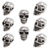 PH PandaHall 10pcs 1.5mm Skull Bead Halloween Bead Stainless Steel European Spacer Beads Antique Silver Skull Beads for Necklace