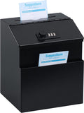 Suggestion Box with combination number Lock Metal Wall Mounted Ballot Box, Steel Donation and Collection Drop Box with wide Slot