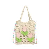 Snappsy Floral Crocheted Crossbody Bag Travel Working Ladies Gift Handwoven Tote Bag Tulip