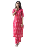 Gosriki Women'S Rayon Viscose Straight Ikkat Printed Kurta With Pant (Demeter Red-Gs_M_Red_Medium),Red,,B0F7HJ1TGD
