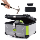 GRUNT SPORTS 65L Motorcycle Tail Box Top Case - Scooter Universal Storage Trunk - Waterproof Aluminum Luggage Tour Helmet Box wi