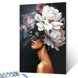 Tucocoo Lady Head Flower Picture Paint by Numbers for Adults - Modern Style Oil Painting Set - Fashion Acrylic Figure Without Fr