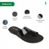 Ortho Joy Fancy Doctor Slippers | Soft Stylish Chappal For Women | Comfortable Flat Sandals For Women Stylish,Black,5,B09VT63GPB