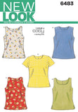 New Look Sewing Pattern 6483 Misses Tops, Size A (6810121416)
