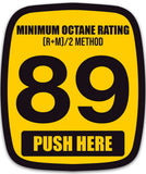 AV 89 Octane Sticker, Minimum Octane Rating Gasoline Sticker for Fuel Pumps and Gas Stations (2x2.5 Inches)