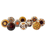 Royal Kraft Vintage Mustard and Brown Painted Ceramic Pull Knobs for Kitchen Cabinet, Door & Drawer, Wardrobe, Cupboard (Set of