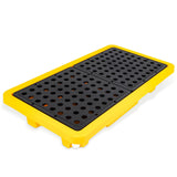 2 Drum Spill Containment Pallets with Drain, Leakproof Platform for Garage, Basement, Industrial Storage (1 Pack, 26 x 14 x 4.7,