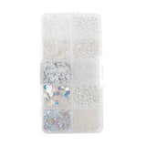 John Bead Sequins and Beads Kit APX 81g Mix 10 Types, White Palette