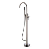 Artiqua Freestanding Tub Filler Bathtub Faucet Brushed Nickel Floor Mount Single Handle Brass Faucets with Hand Shower