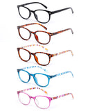 EFE Reading Glasses Readers for Women Ladies 1.75 Lightweight Full Frame Spring Hinge Eyeglasses 5 Pack (Mix Color, 1.75)