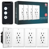 Lumary Smart USB Outlet with Type-C & USB-A Ports, WiFi in-Wall Outlet Compatible with Alexa & Google Home, Remote & Voice Contr