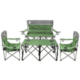 Northroad Folding Camping Chair Set of 4, Portable Collapsible Conversation Set w/1 Sofa, 2 Single Chairs, 1 Table for Family Pa