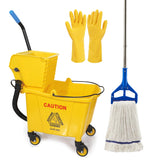 35 Qt. SidePress Mop Bucket and Wringer Combo on Wheels Yellow for Professional/Industrial/Business HeavyDuty Floor Cleaning/M
