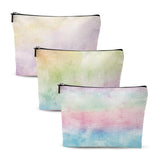 3Pcs Pastel Watercolor Rainbow Makeup Bag, Cosmetic Bag, Waterproof Cute Travel Toiletry Bag Organizer Make Up Bag Mothers Day B