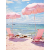 Beach Diamond Art Kits for Adults,Retro Beach Diamond Painting Kits for Adults Beginner,Pink 5D DIY Round Full Drill Gem Crystal